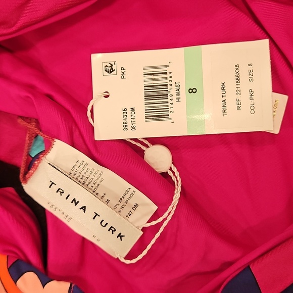 💕TRINA TURK💕 Medallion High Waist Bikini Bottom ~ Pink Medallion Print 8 NWT - Picture 7 of 10